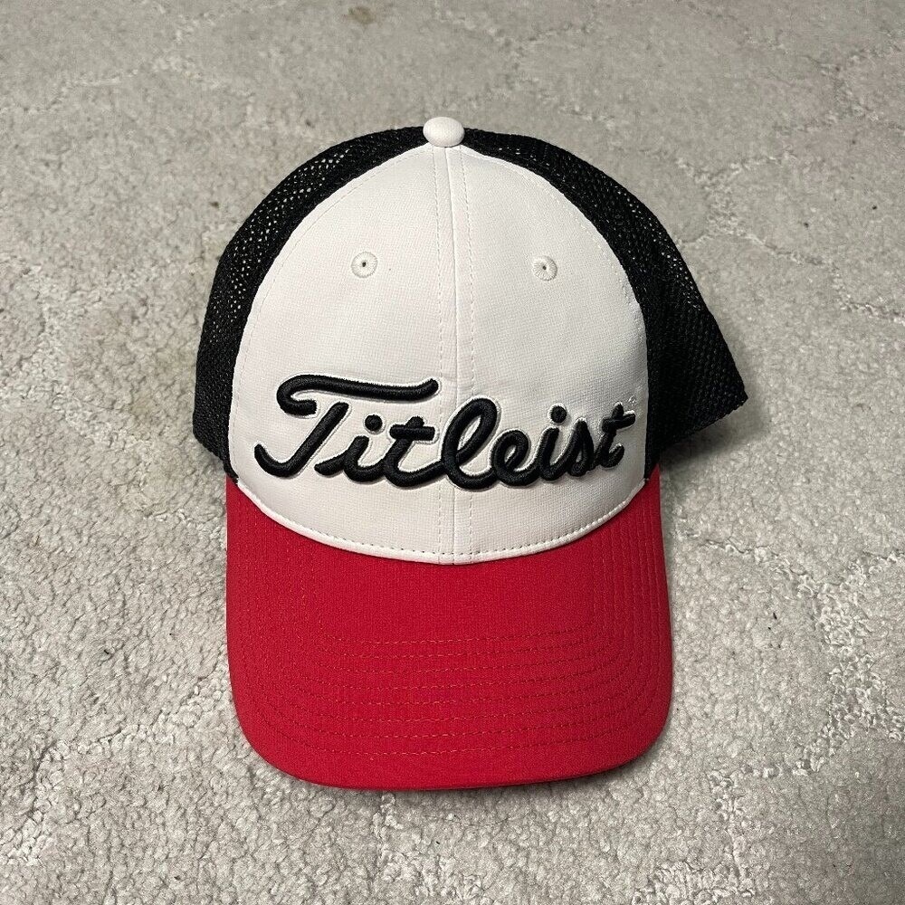 Titleist Golf Cap Hat White‎ Red Black Mesh Back Snapback Southern Landings